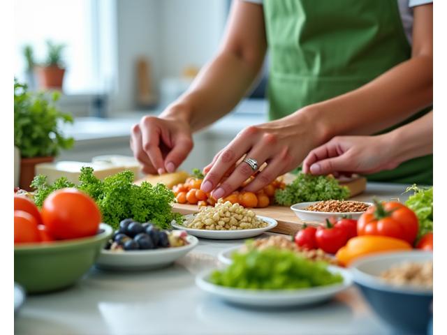 Chef deportivo mostrando cómo preparar comidas saludables y energéticas para atletas.