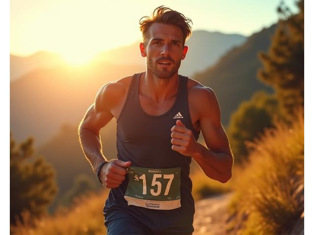 Atleta en carrera de resistencia recibiendo hidratación