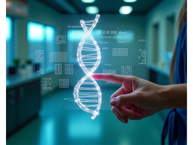 Persona observando gráfica de análisis genético nutricional