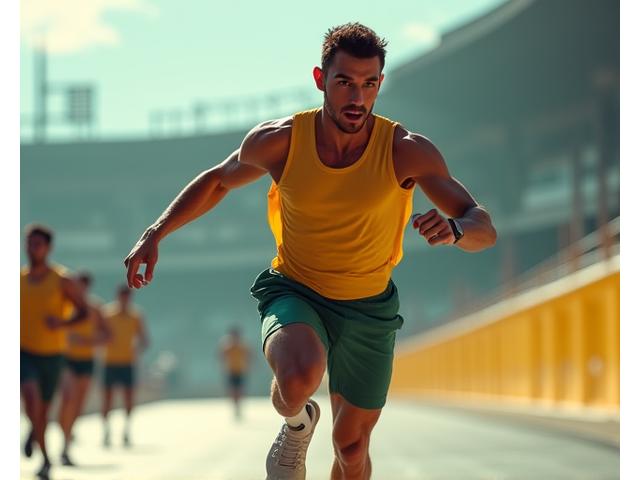 Atleta de alto rendimiento celebrando su victoria con energía