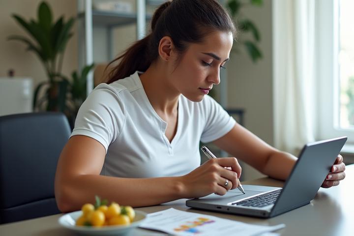Atleta llenando un formulario de salud previo a la consulta nutricional.