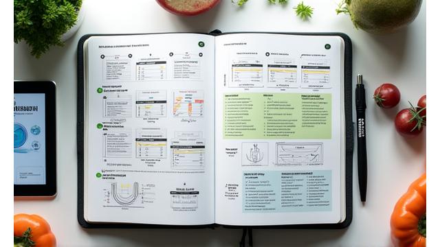 Ejemplo de material didáctico del taller de nutrición deportiva, mostrando un cuaderno de trabajo abierto con gráficos y ejercicios.